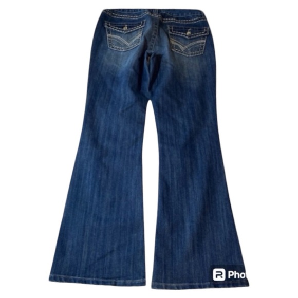 JB’s Women’s 10 Blue Bootcut Faded Embroidered Rhinestone Button Low rise Denim - Picture 3 of 7